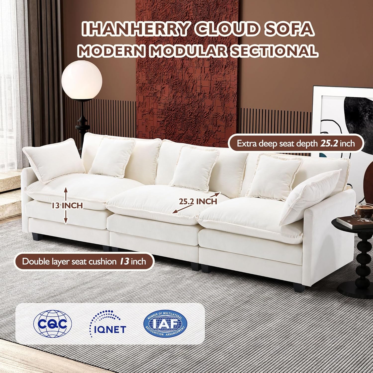 Premium Fresh Find Ihanherry 146" U-Shaped Modern Sofa Modular Sectional Cloud Couch Grey Practical