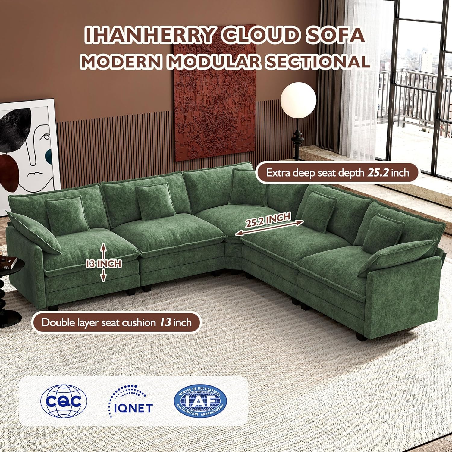 Premium Fresh Find Ihanherry 146" U-Shaped Modern Sofa Modular Sectional Cloud Couch Grey Practical