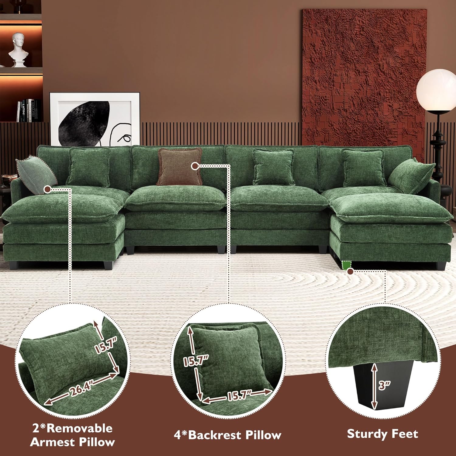Premium Fresh Find Ihanherry 146" U-Shaped Modern Sofa Modular Sectional Cloud Couch Grey Practical