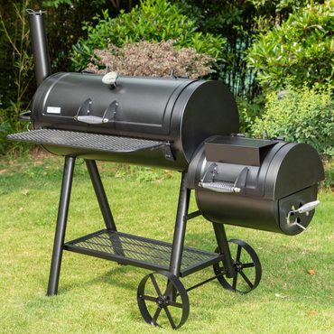 Economy True Basics 941 Sq.in. Overlarge BBQ Charcoal Grill with Offset Smoker, Black Budget