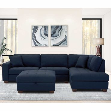 Limited Prime Select Thomasville Miles Fabric Sectional with Storage Ottoman Distinctive