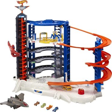 Popular Simple Goods Hot Wheels Track Set with 4 1:64 Scale Toy Cars, Super Ultimate Garage, Over 3 Feet Tall Original