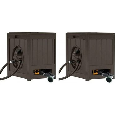 Limited Standard Goods Suncast 125′ Aquawinder Auto Rewind Water Powered Yard Hose Reel, Java (2 Pack) Value