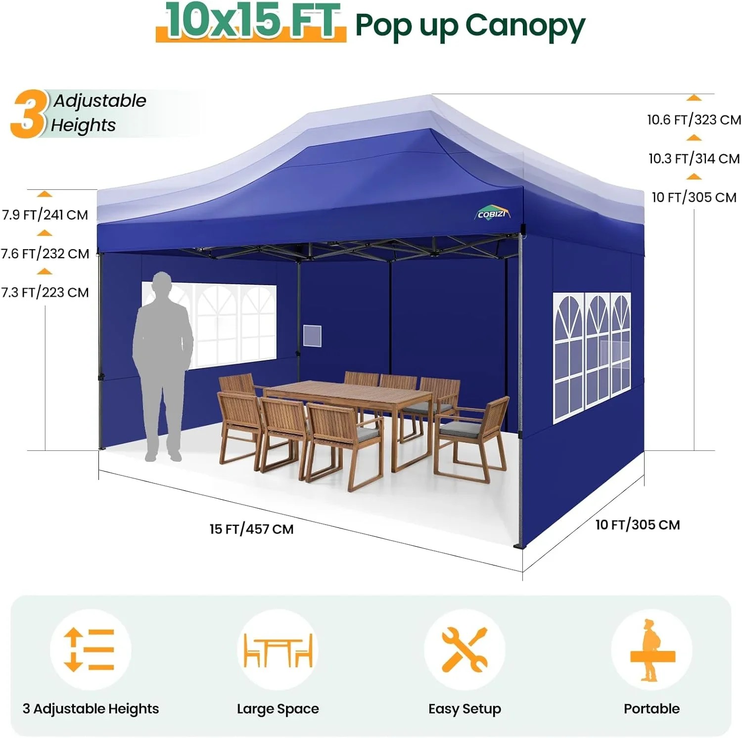 In Stock Pure Value COBIZI 10x20 Heavy Duty Pop up Canopy Tent with 6 Sidewalls Black Functional