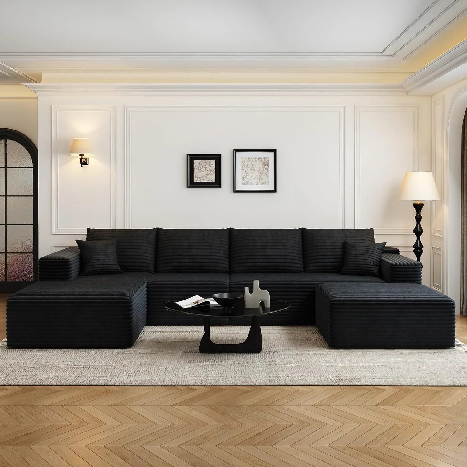 Durable Smart Pick 5" Cloud Modular Sectional Sofa L-Shape Chaise Deep Seat Black Left Facing Reliable