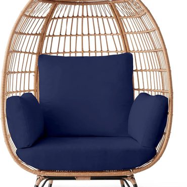 Durable Fresh Find Best Choice Products Wicker Egg Chair Oversized Indoor Outdoor Lounger Ivory Distinctive