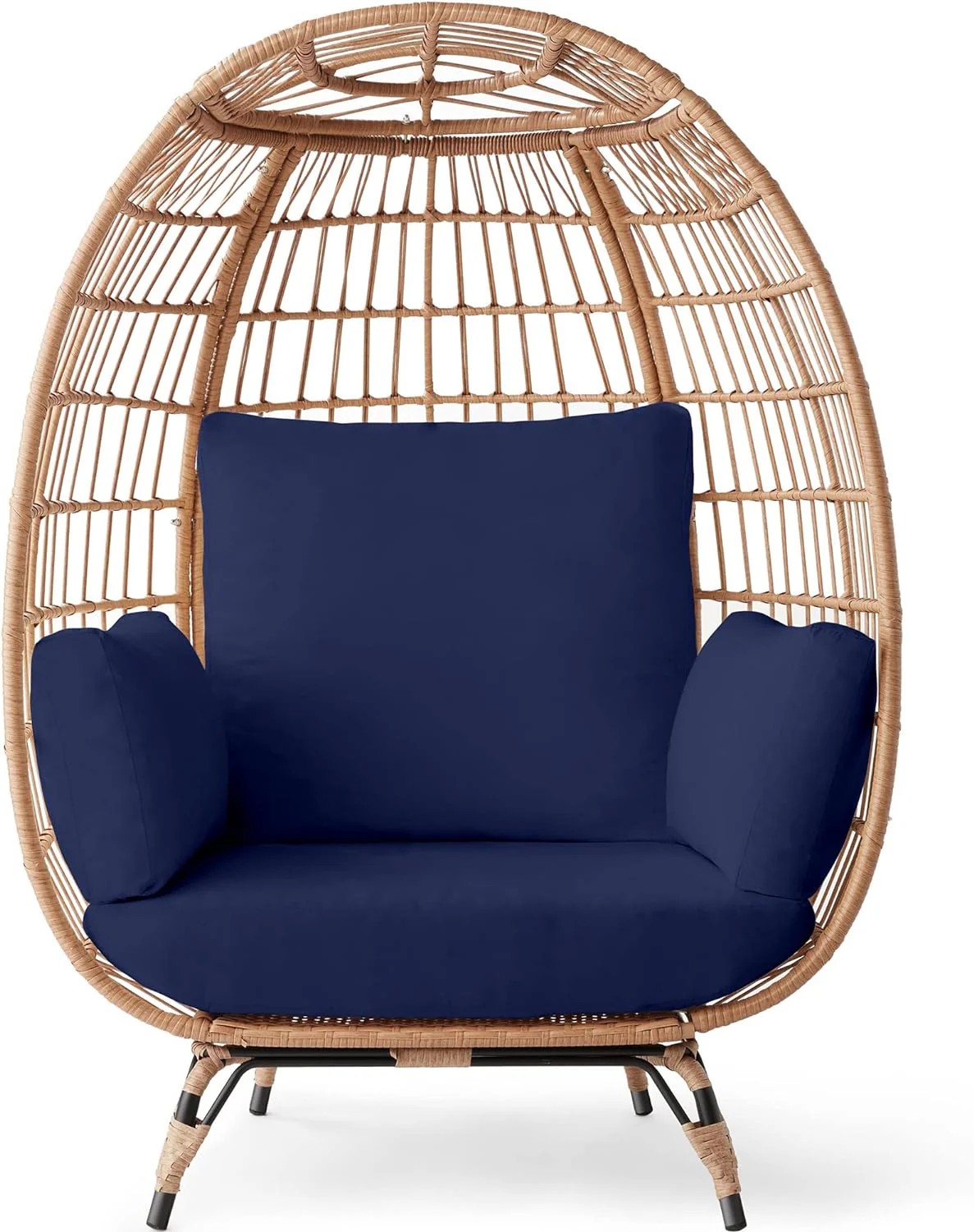 Durable Fresh Find Best Choice Products Wicker Egg Chair Oversized Indoor Outdoor Lounger Ivory Distinctive