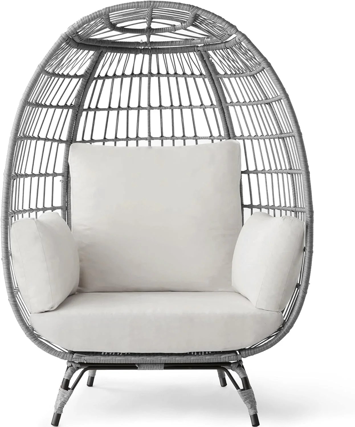 Durable Fresh Find Best Choice Products Wicker Egg Chair Oversized Indoor Outdoor Lounger Ivory Distinctive