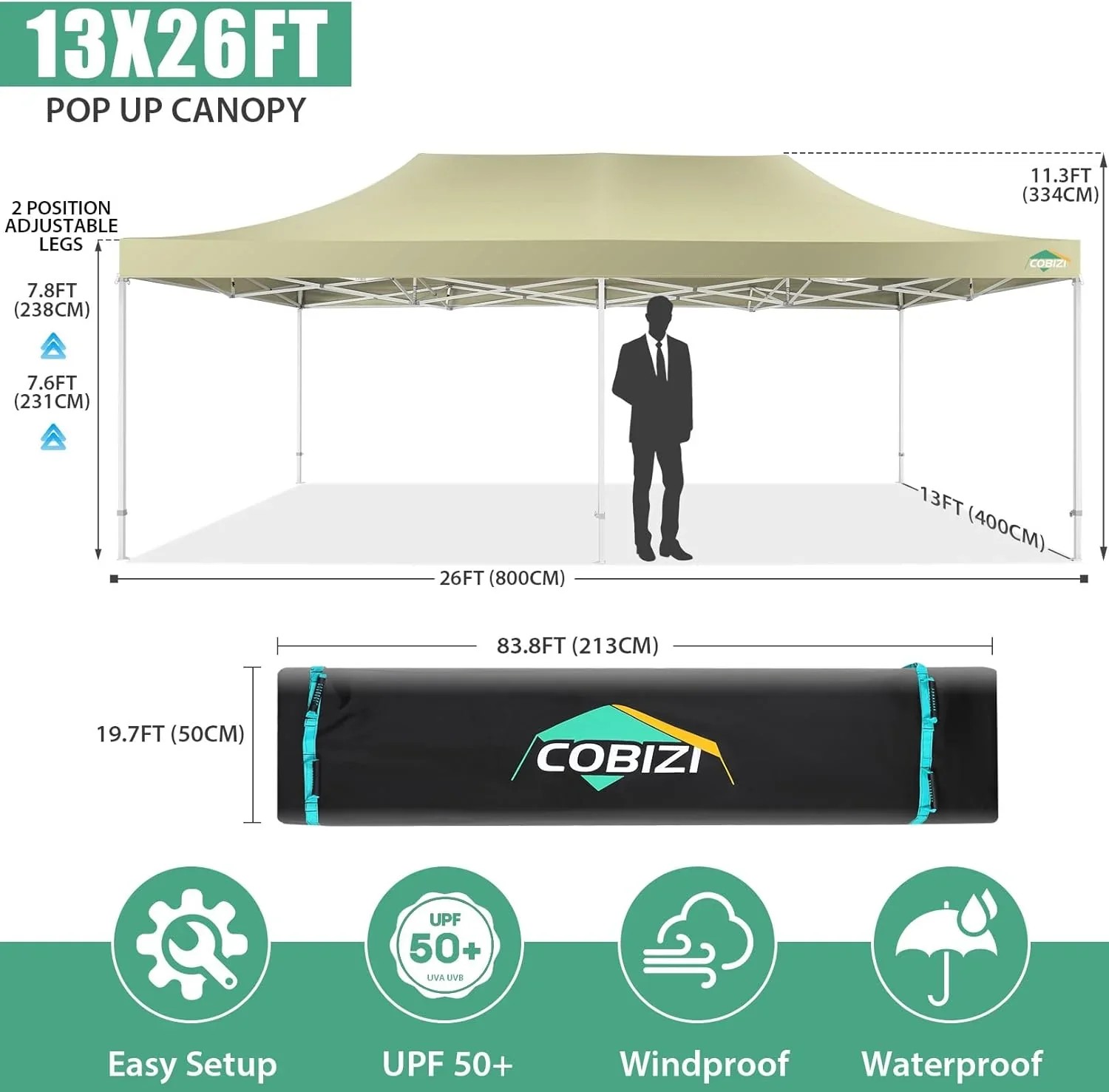 In Stock Pure Value COBIZI 10x20 Heavy Duty Pop up Canopy Tent with 6 Sidewalls Black Functional