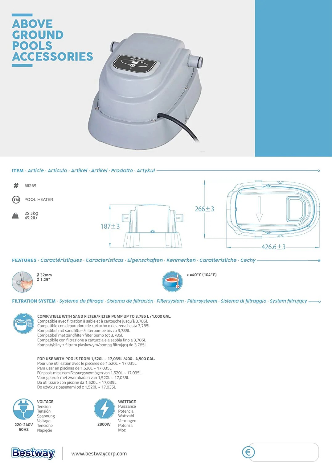Limited Open Market Bestway Pool Heater Functional