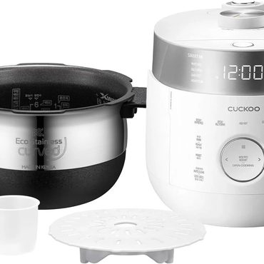 Limited Standard Goods Small Stainless Steel Rice Cooker 6 Cups, Induction Heating Dual Pressure, White Distinctive