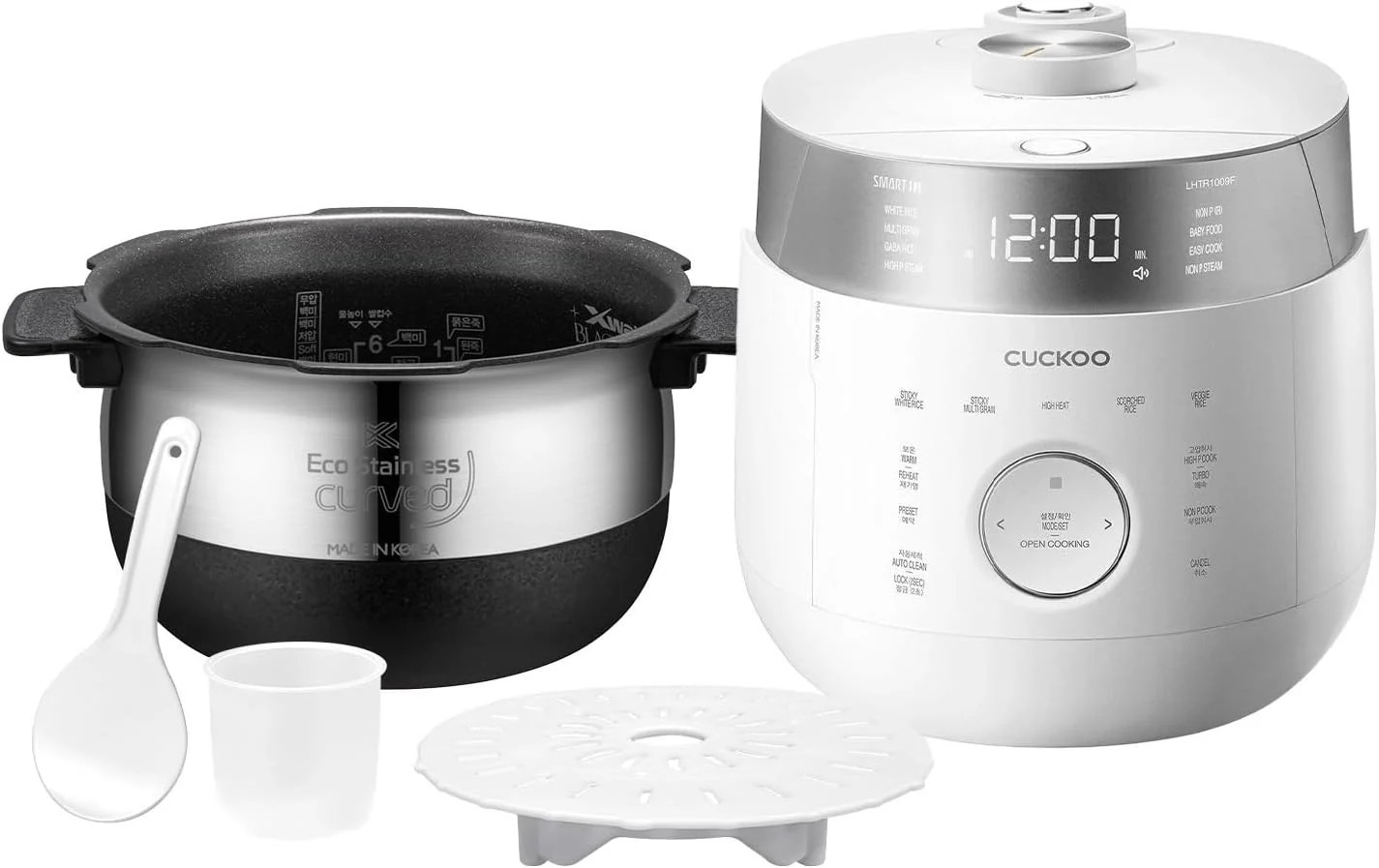 Limited Standard Goods Small Stainless Steel Rice Cooker 6 Cups, Induction Heating Dual Pressure, White Distinctive