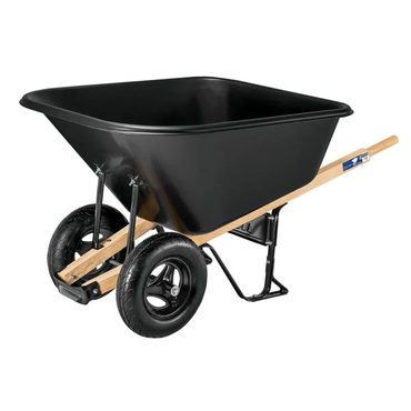 Advanced Direct Source 10 cu ft Poly Wheelbarrow with Dual 16′′ Pneumatic Tires and Hardwood Handles Practical