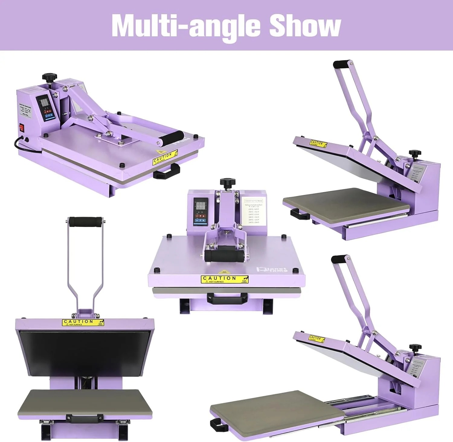 Select Prime Select Heat Press 15x15 inch Industrial Sublimation Heat Transfer Machine Purple Sound