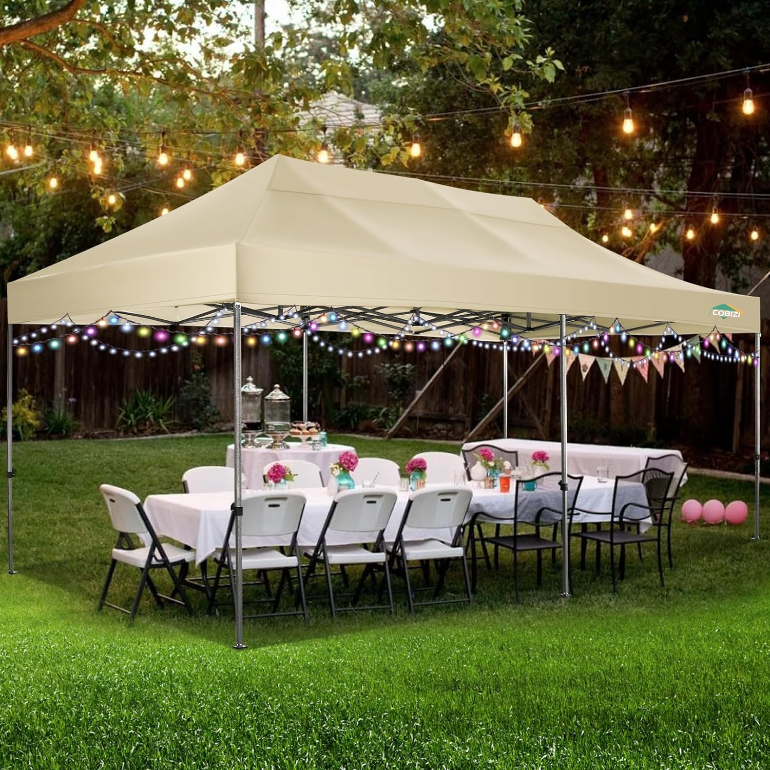In Stock Pure Value COBIZI 10x20 Heavy Duty Pop up Canopy Tent with 6 Sidewalls Black Functional
