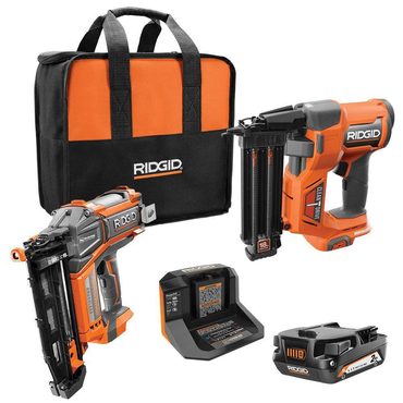 Classic Prime Select RIDGID 18V Brushless Cordless Nailer Combo Kit with Brad & Finish Nailers, Battery & Charger Improved