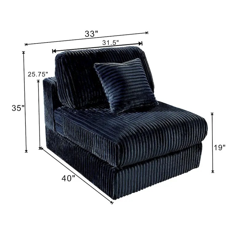 Select Direct Source Oversized 6-Piece Corduroy Upholstered L-Shaped Modular Sectional Sofa, DIY Combination Original