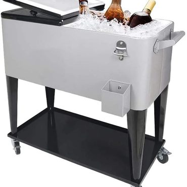 Limited Standard Goods 80 Quart Rolling Cooler Cart for Outdoor Patio Deck Party, Portable Party Bar Cold Drink Beverage Cart Budget