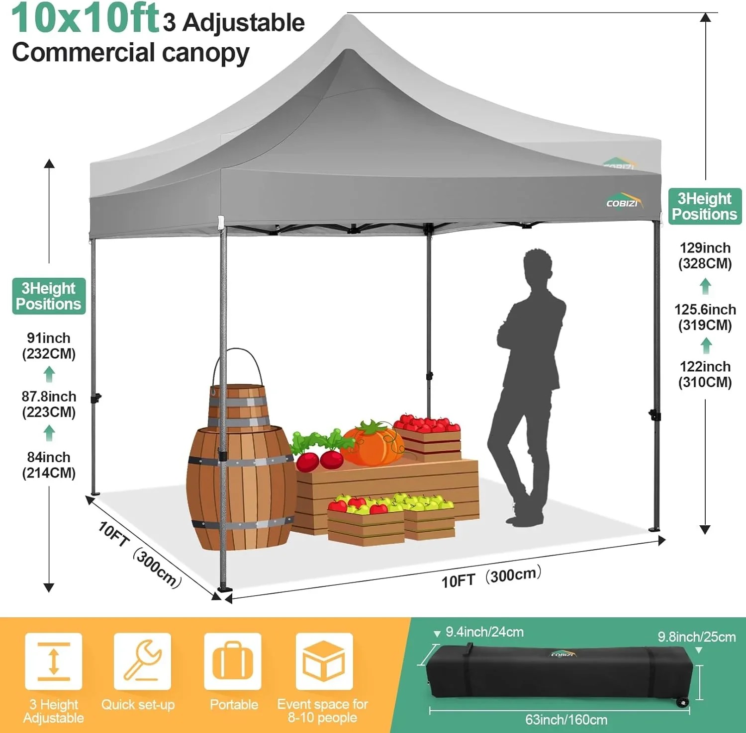 In Stock Pure Value COBIZI 10x20 Heavy Duty Pop up Canopy Tent with 6 Sidewalls Black Functional