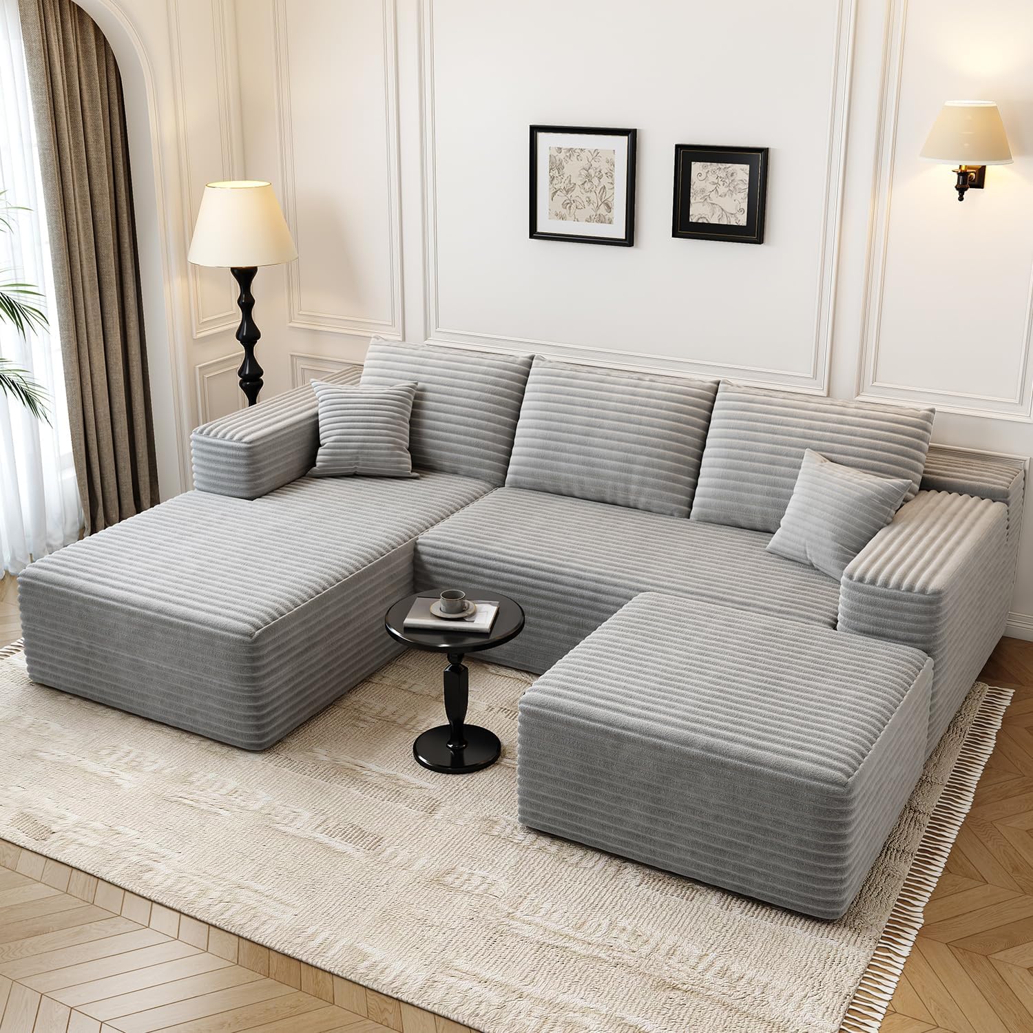 Durable Smart Pick 5" Cloud Modular Sectional Sofa L-Shape Chaise Deep Seat Black Left Facing Reliable