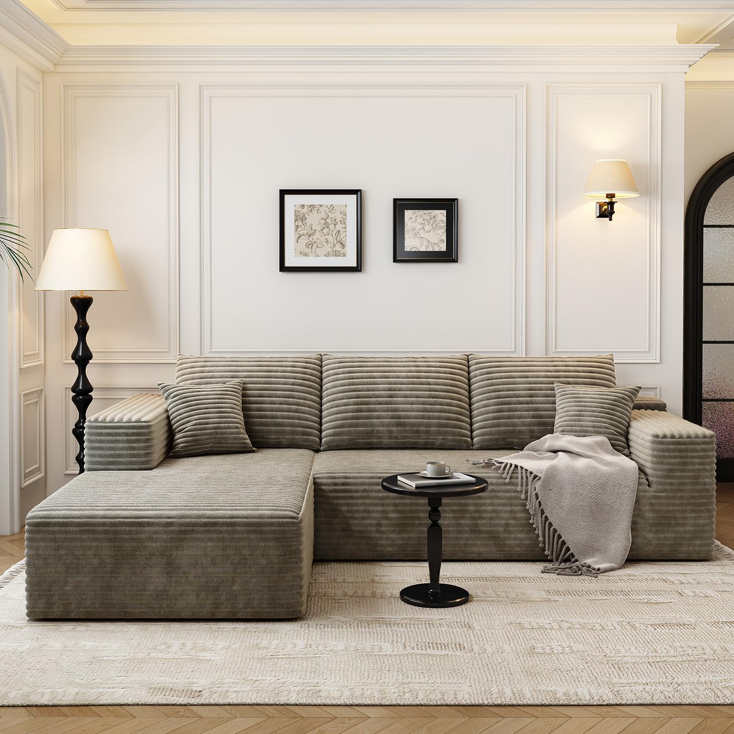 Durable Smart Pick 5" Cloud Modular Sectional Sofa L-Shape Chaise Deep Seat Black Left Facing Reliable