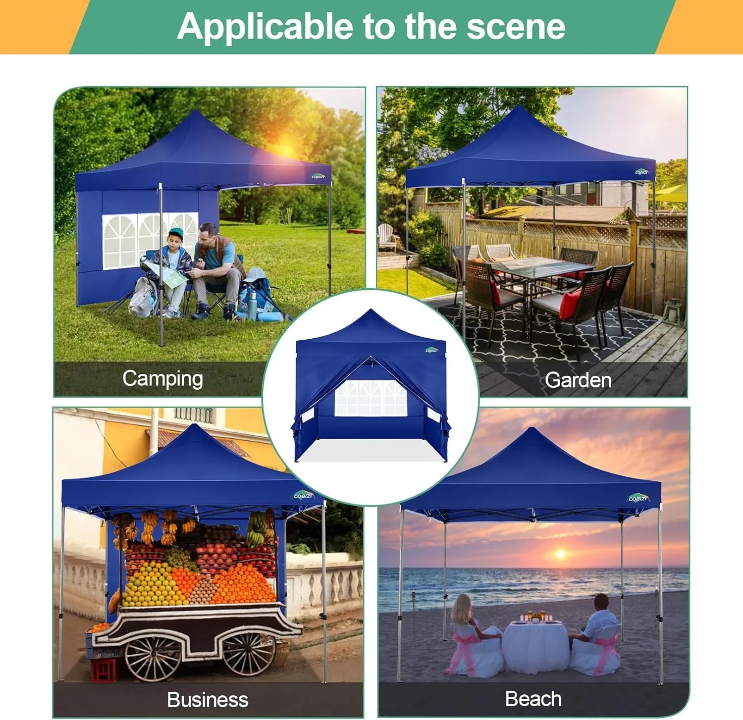 In Stock Pure Value COBIZI 10x20 Heavy Duty Pop up Canopy Tent with 6 Sidewalls Black Functional