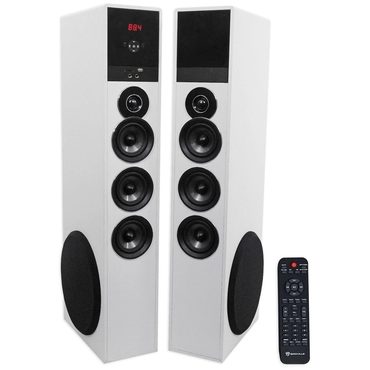 2026 Debut Simple Goods Rockville TM150W Home Theater System with 10′′ Subwoofer, Bluetooth, and Remote Control – White Sound