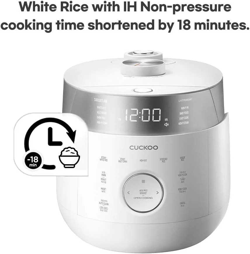 Limited Standard Goods Small Stainless Steel Rice Cooker 6 Cups, Induction Heating Dual Pressure, White Distinctive