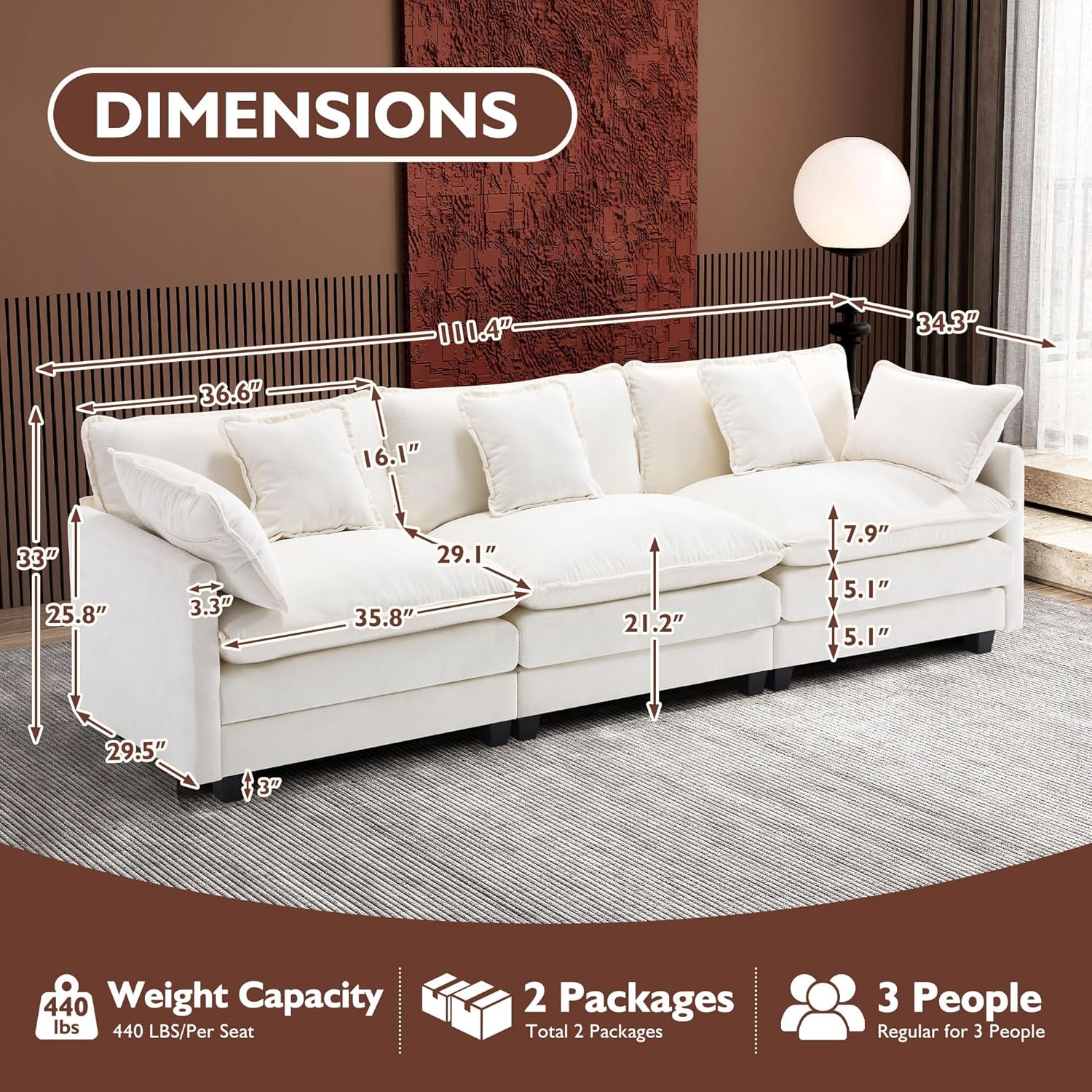 Premium Fresh Find Ihanherry 146" U-Shaped Modern Sofa Modular Sectional Cloud Couch Grey Practical