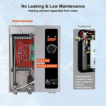 In Season Pure Value thermomate Electric Tankless Water Heater, 11kW at 240 Volt, On Demand Instant Hot Water Heater Universal