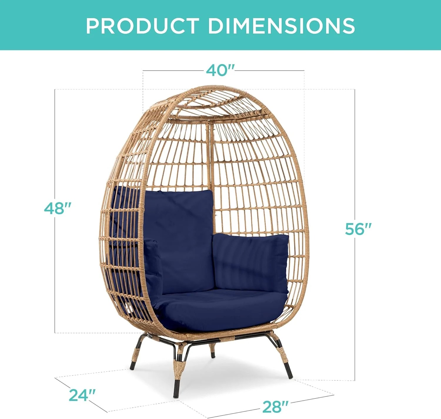 Durable Fresh Find Best Choice Products Wicker Egg Chair Oversized Indoor Outdoor Lounger Ivory Distinctive