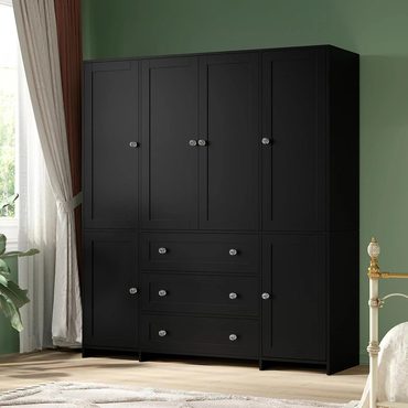 Select Everyday Co VOWNER Armoire Wardrobe Closet with Drawers and Mirror, 71" Clothing Storage Cabinet Functional