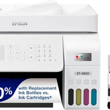 Essential Open Market Epson EcoTank ET 4800 Wireless All in One Inkjet Printer White Cartridge Free Fine