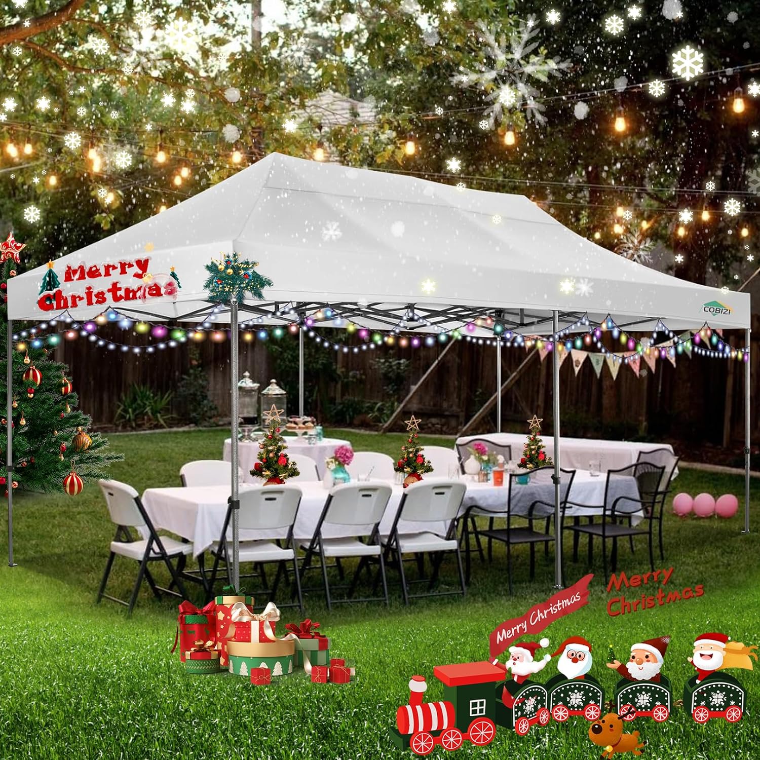 In Stock Pure Value COBIZI 10x20 Heavy Duty Pop up Canopy Tent with 6 Sidewalls Black Functional