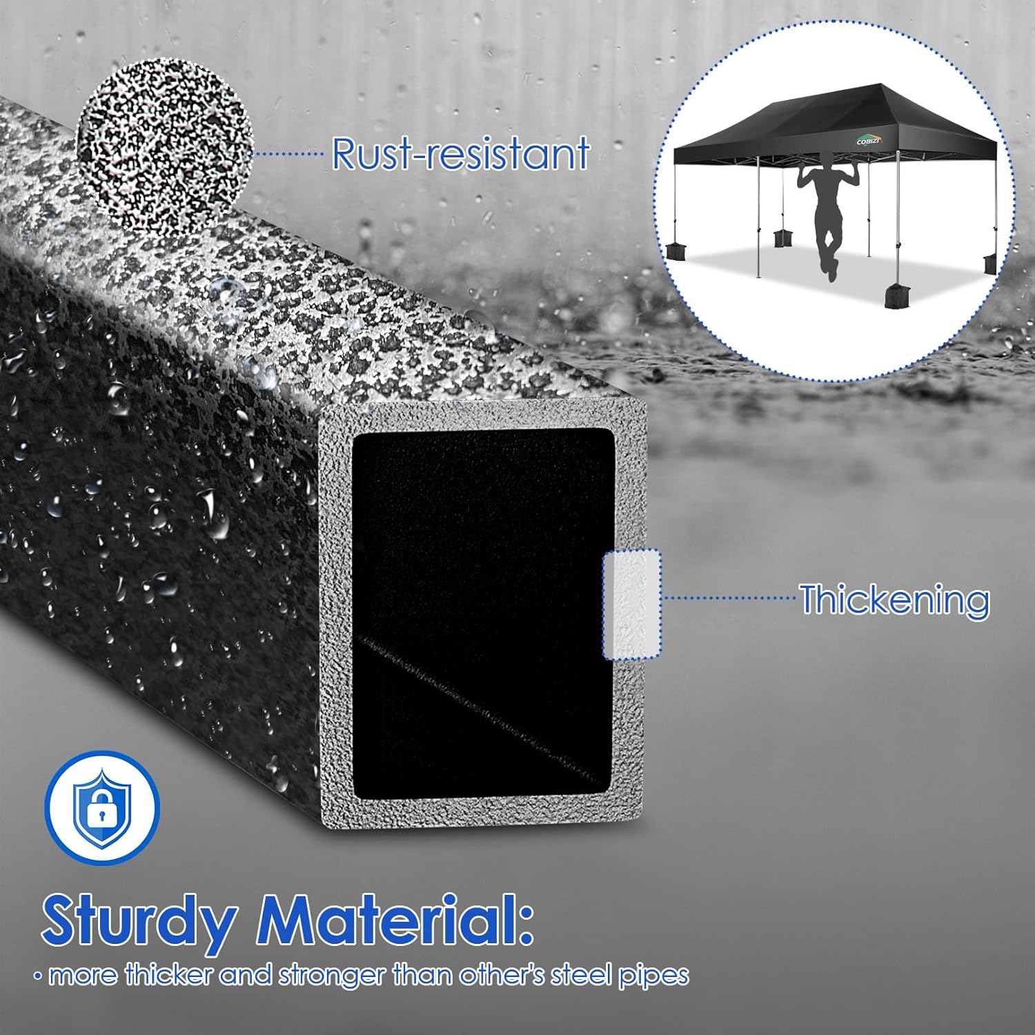 In Stock Pure Value COBIZI 10x20 Heavy Duty Pop up Canopy Tent with 6 Sidewalls Black Functional