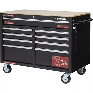 In Season Open Market 46 in. W x 24 in. D 9-Drawer Gloss Black Deep Tool Chest Mobile Workbench Fine