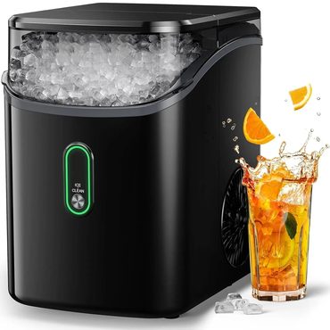 2026 Upgraded True Basics Silonn Nugget Ice Maker Countertop Pebble Ice Self-Cleaning 33lbs/24H Black Functional