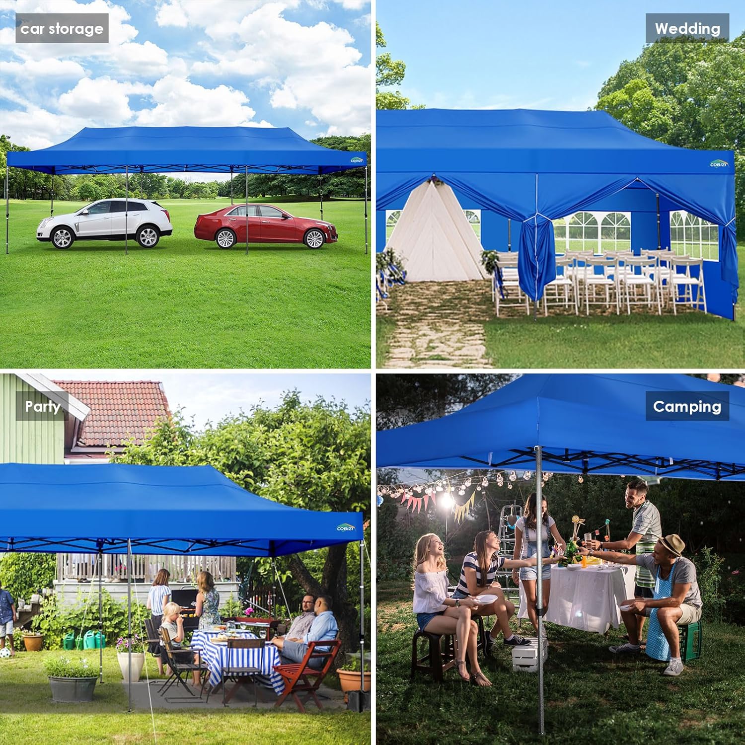 In Stock Pure Value COBIZI 10x20 Heavy Duty Pop up Canopy Tent with 6 Sidewalls Black Functional