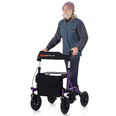 Limited Direct Source Foldable Rolling Walker 9.5" All Terrain Wheel Heavy Duty Rollator Purple Modern