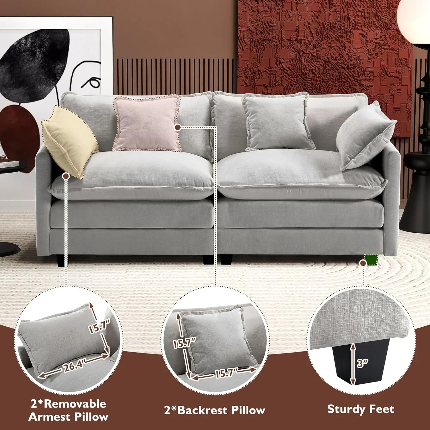 Premium Fresh Find Ihanherry 146" U-Shaped Modern Sofa Modular Sectional Cloud Couch Grey Practical