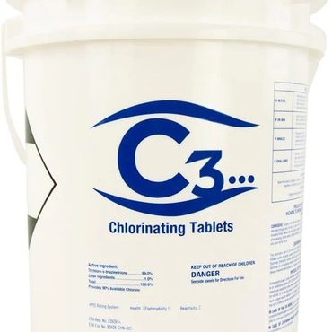 Essential Basic Line C3 3" Stabilized Chlorine Tablets for Swimming Pools and Spas, 50 Pounds Practical