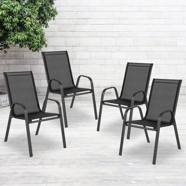 Advanced Standard Goods 4 Pack Brazos Series Black Outdoor Stack Chair Everyday