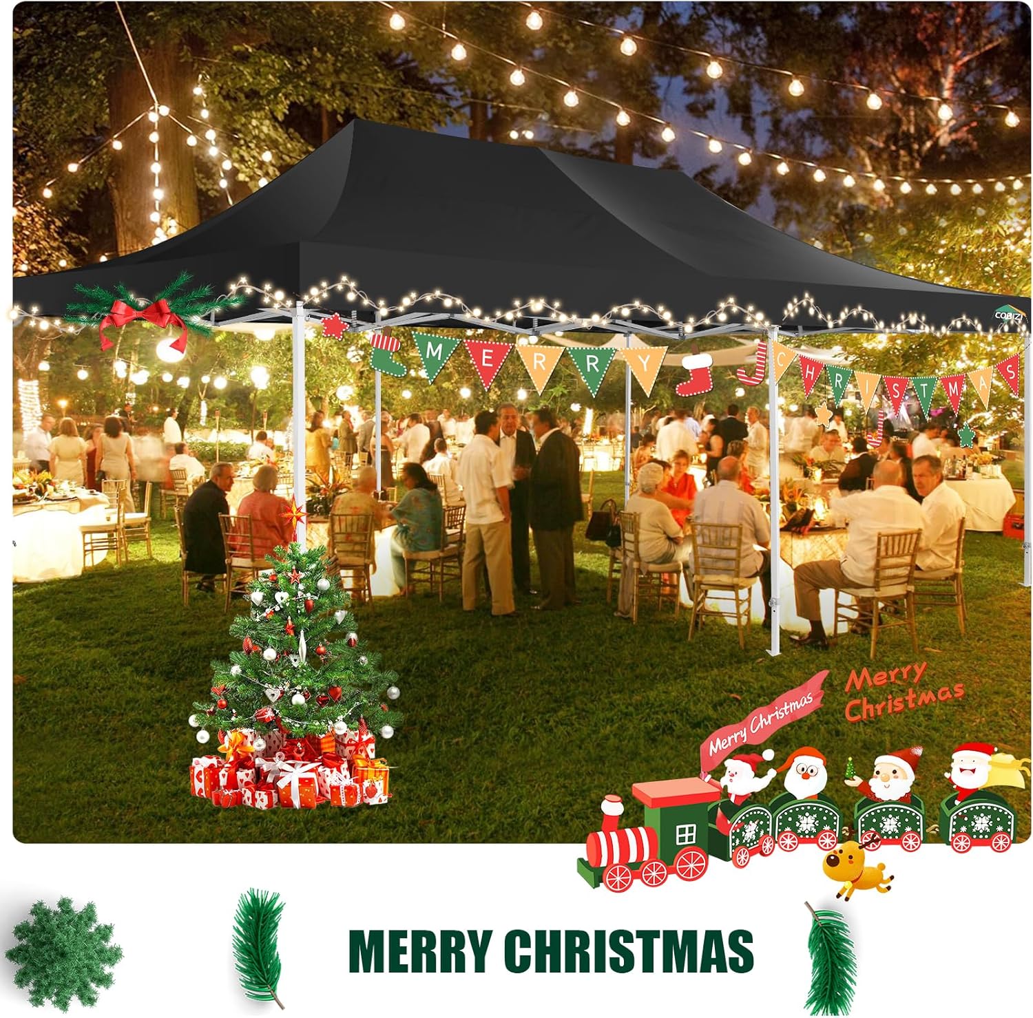 In Stock Pure Value COBIZI 10x20 Heavy Duty Pop up Canopy Tent with 6 Sidewalls Black Functional