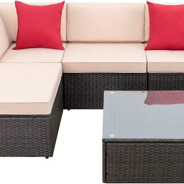 Limited Simple Goods Devoko 5 Pieces Patio Furniture Set Outdoor Sectional Wicker Sofa Beige Original