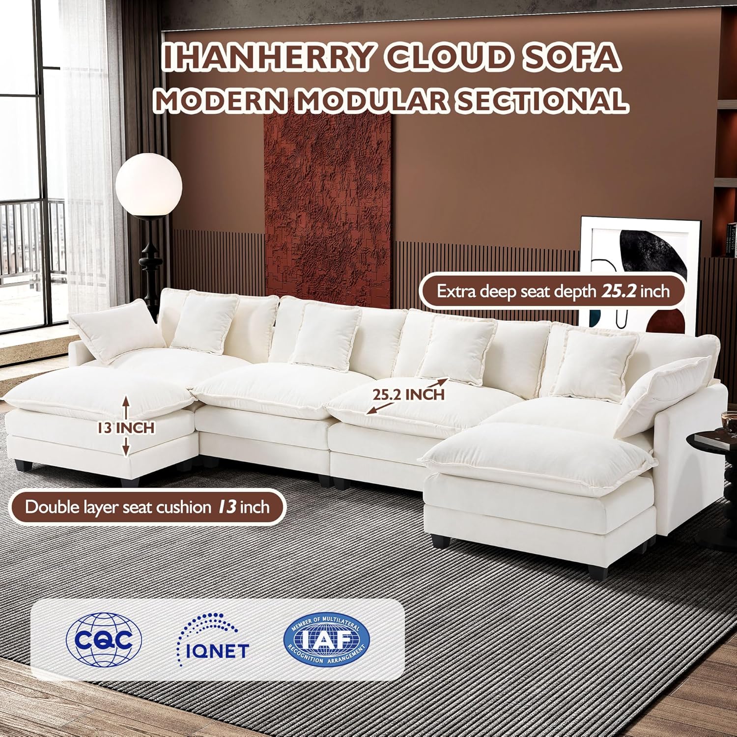 Premium Fresh Find Ihanherry 146" U-Shaped Modern Sofa Modular Sectional Cloud Couch Grey Practical