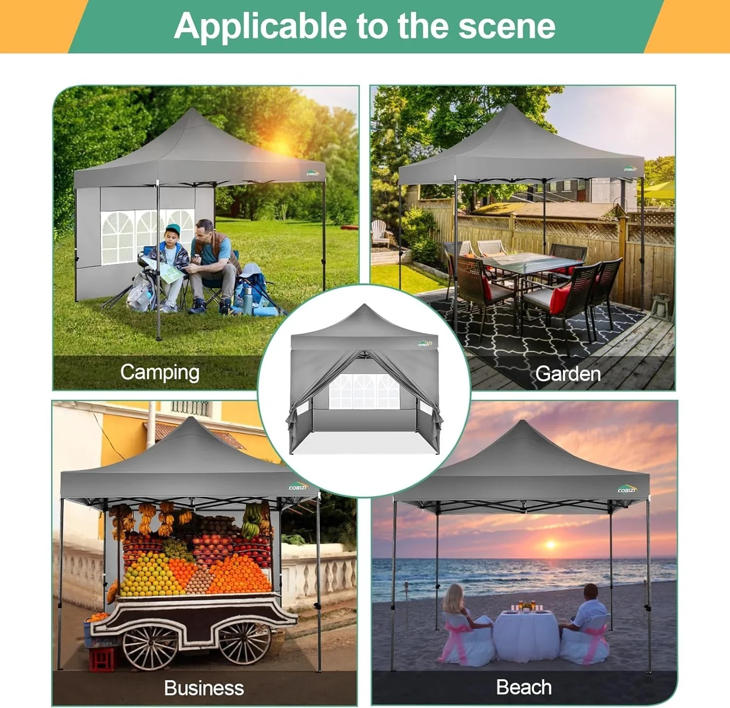 In Stock Pure Value COBIZI 10x20 Heavy Duty Pop up Canopy Tent with 6 Sidewalls Black Functional