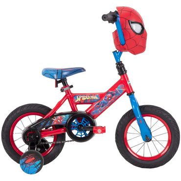 Economy True Basics Huffy Marvel Spider-Man 12′′ Kids Bike with Training Wheels, Steel Frame, Ages 3-5 Sound