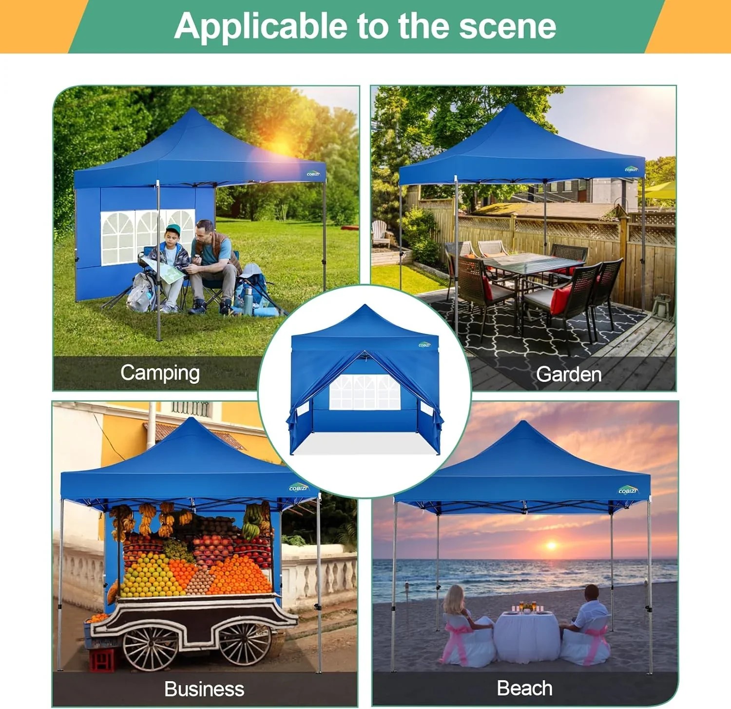 In Stock Pure Value COBIZI 10x20 Heavy Duty Pop up Canopy Tent with 6 Sidewalls Black Functional