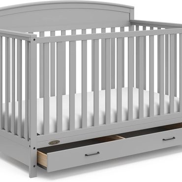 Revolutionary True Basics 5-in-1 Convertible Baby Bed with Drawers White Sensible