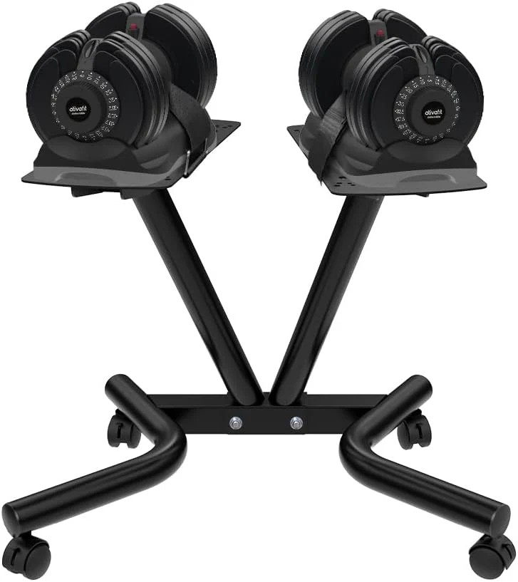 Durable Everyday Co Dumbbell Stand Fitness Dial Dumbbell Rack with Adjustable Belt for Home Gym Set Sensible
